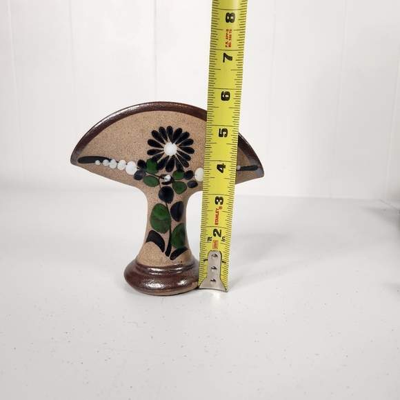 Vintage Mexican Stoneware Tonala Pottery Napkin Letter Holder Floral Boho Decor - Picture 5 of 7